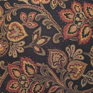 19" X 19" Vintage Brocade Square Black, RedBrown & Gold Accent Throw Pillow